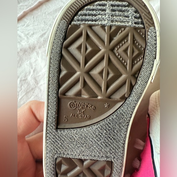 Converse Bright Pink and White Low-Top Toddler Sneakers with Rubber Toe Caps - Picture 8 of 9